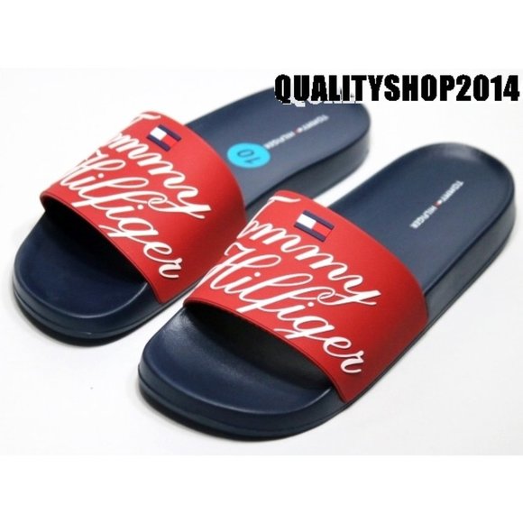 Women's slide Tommy Hilfiger cursive red color - Picture 2 of 7